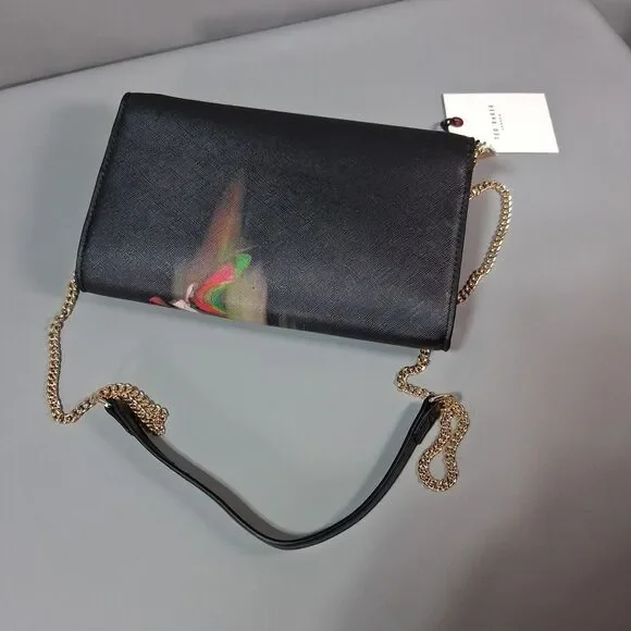 Ted Baker Cyra Floral Black Crossbody Clutch Bag Lock & Key Assessories New $175 - Picture 5 of 10